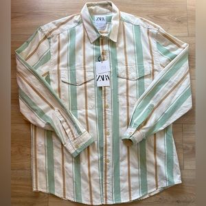 Zara Mens Striped Overshirt New